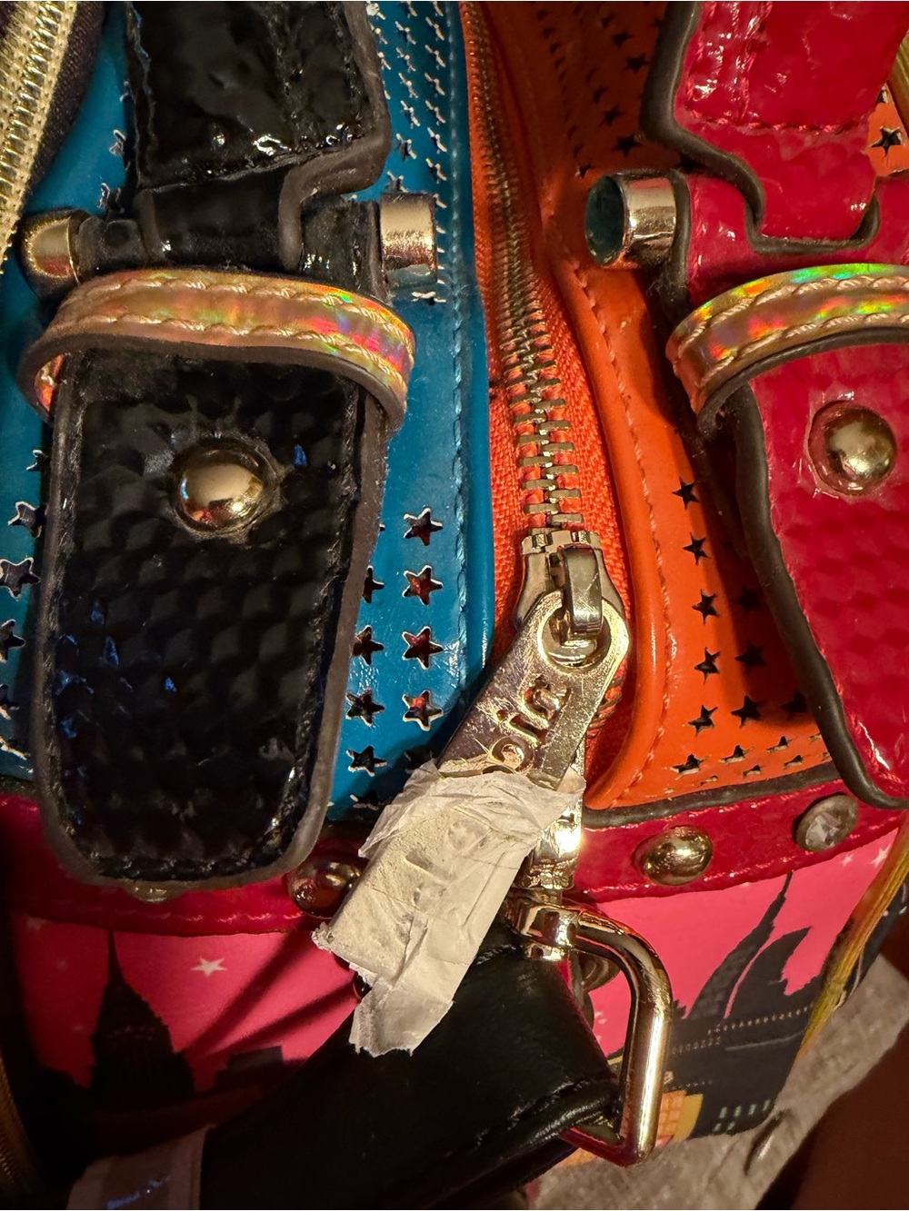 Nicole Lee NWOT Novelty Retro Multi-Color Top-Handle Satchel Crossbody (P249) - Picture 11 of 13